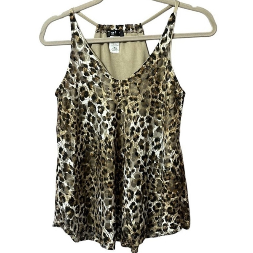 Whimsigoth leopard print rose mesh overlay racerback swing tank sand poly lined
